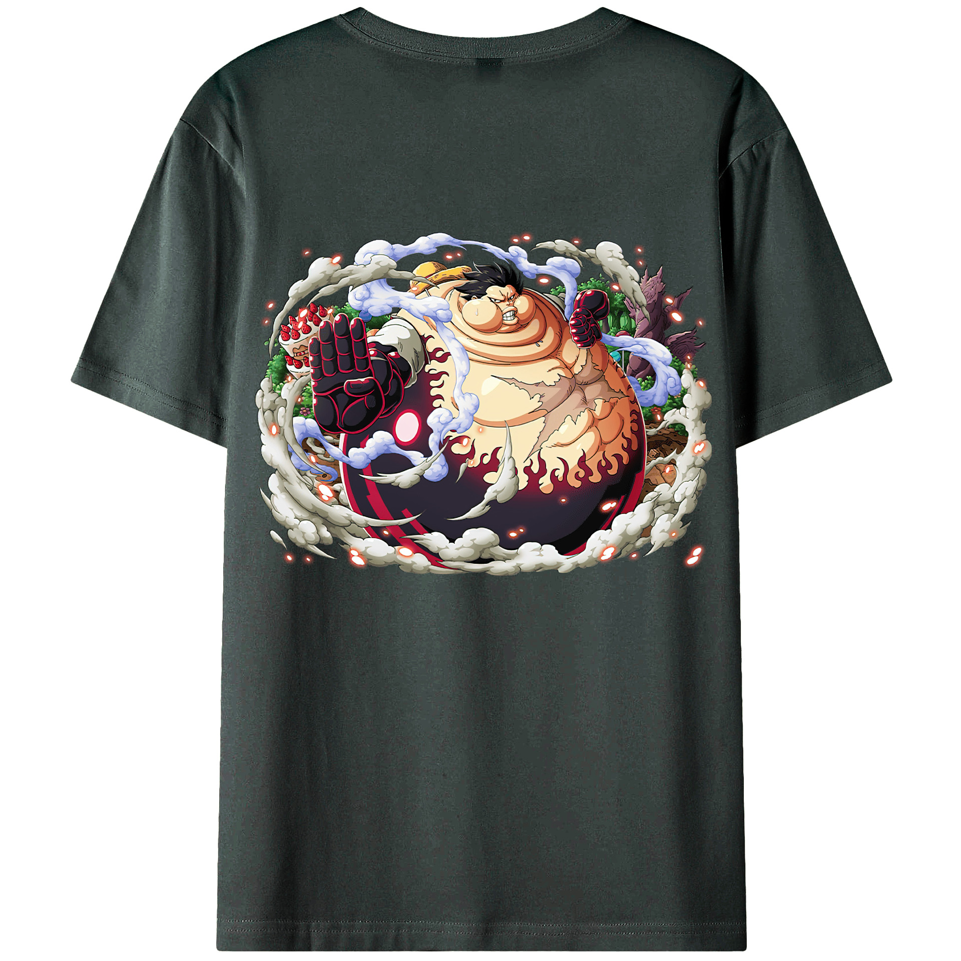 ワンピース モンキー・D・ルフィ ONE PIECE Monkey D. Luffy 綿100％ メンズ半袖Tシャツ（バックプリント） 通気性